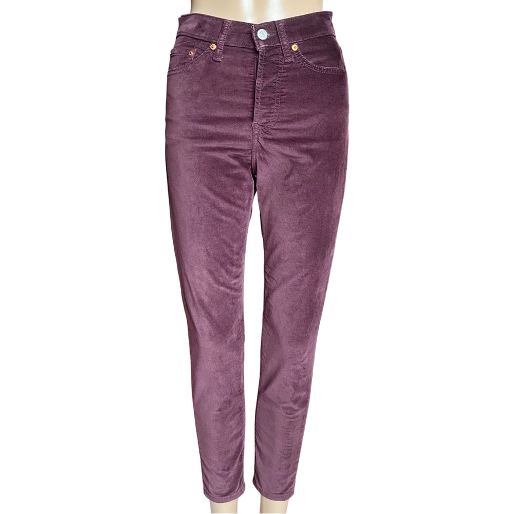 Levi’s Wedgie Skinny Velvet Pants Burgundy Purple High Rise W24